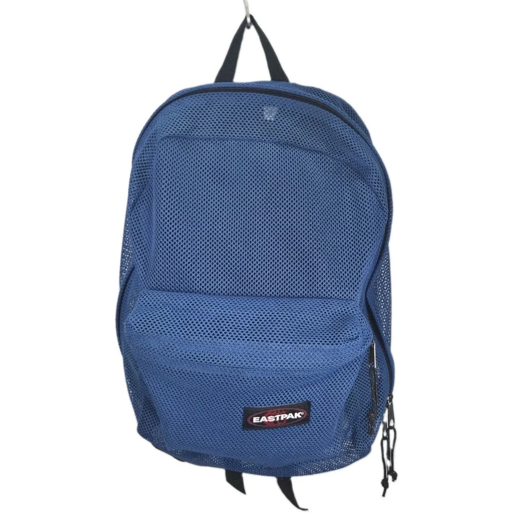 VTG Eastpak Made in USA Full Mesh See-Through Blue Backpack Festival Rave Street